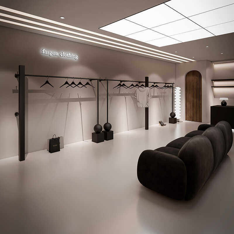 服装店展示架铁艺黑色上墙架子网红衣服专用挂衣架女装店陈列货架