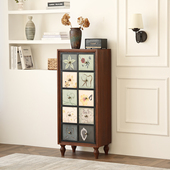 美式 实木彩绘五斗柜收纳柜客厅靠墙抽屉式 小柜子卧室立柜电视边柜