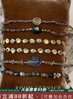 法国ROOM SERVICE法式天然半宝石串珠编织手链小鱼复古高级感手饰