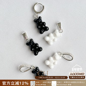 现货秒发CRYSTAL HAZE正品 新色黑白小熊银扣吊坠项链ins可爱耳环