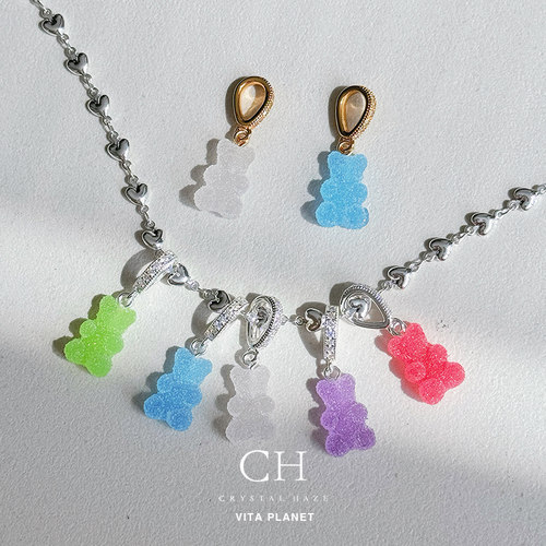 CRYSTALHAZE彩色糖果小熊项链
