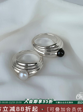 HERHERLIN海波珍珠黑玛瑙戒指