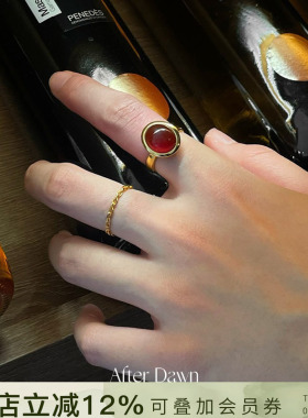 AfterDawn小众金色红玉髓戒指