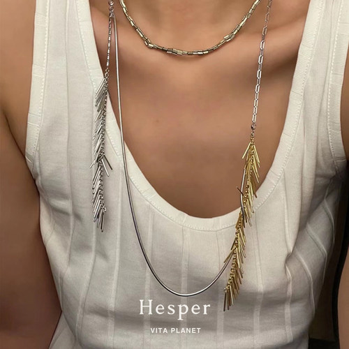 HESPER纯银垂坠流苏不对称项链