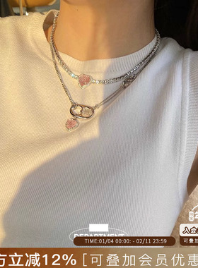 拼接甜酷风双向爱心项链