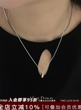 After Dawn韩国设计师品牌Elegant dew quartz纯银水滴项链高级感