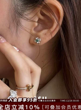 Vita Planet买手店韩国SSIL正品 四叶草耳钉绿玛瑙黑玛瑙锆石耳环