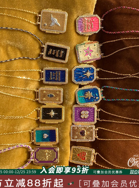 MYABAY金色双面盾牌吊坠项链