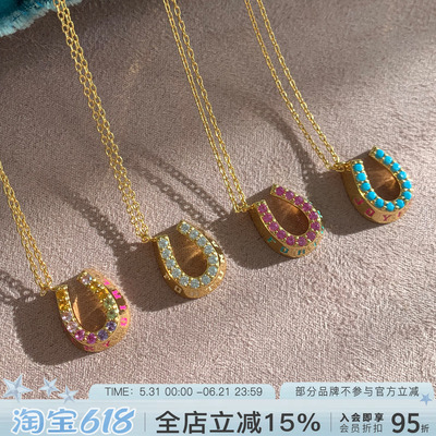 比利时MYABAY金色马蹄镶钻项链