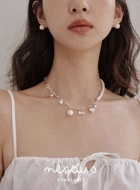 nescius爱心珍珠多吊坠项链手链