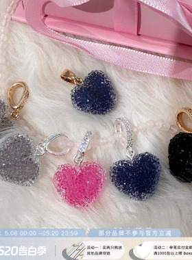 新色CRYSTAL HAZE正品 彩色糖果爱心吊坠项链挪威小众叠戴锁骨链