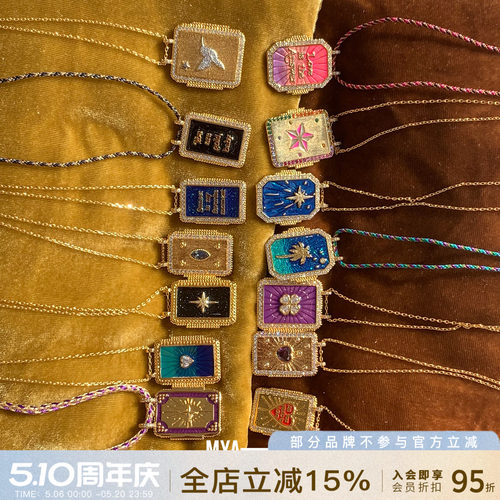 MYABAY金色双面盾牌吊坠项链