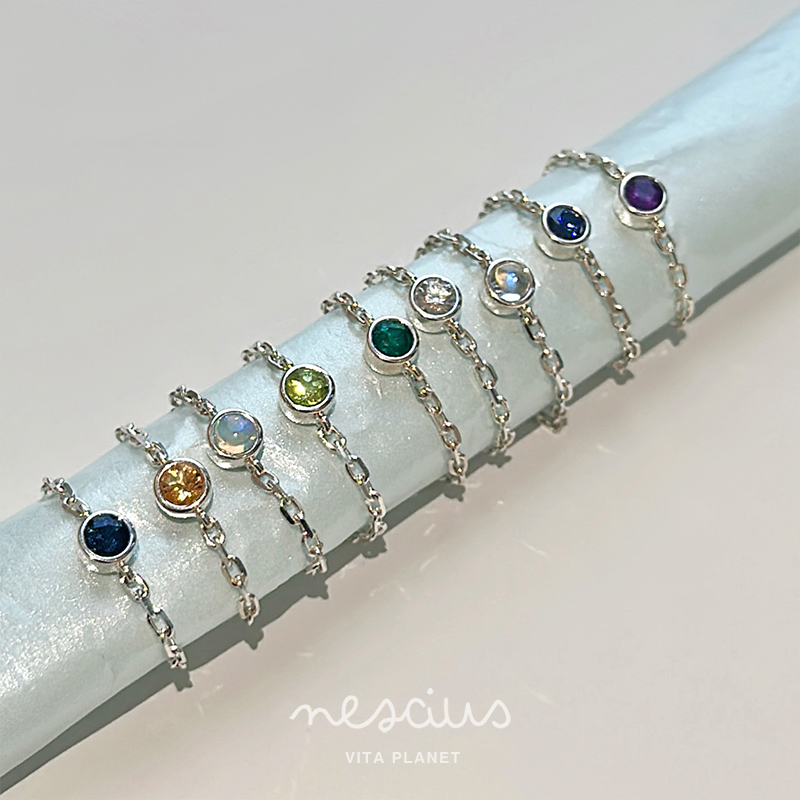 nescius925纯银生日月生辰石戒指