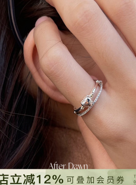 韩国After Dawn胖爱心纯银戒指素戒小众设计感日常叠戴925银细戒