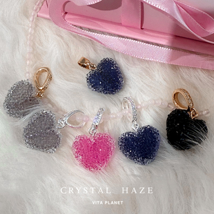 新色CRYSTAL HAZE正品 彩色糖果爱心吊坠项链挪威小众叠戴锁骨链
