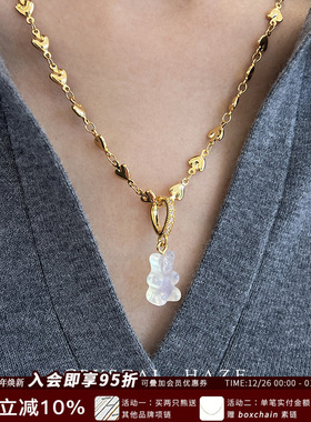 新品CRYSTAL HAZE正品天然石欧泊石小熊挪威小众可爱个性吊坠项链