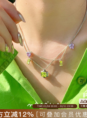 Vita Planet买手店nescius暮色花园宝石项链女小众彩色锁骨链挂坠