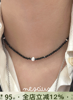 Vita Planet买手店nescius【极夜星河】黑色串珠项链小众锁骨链女