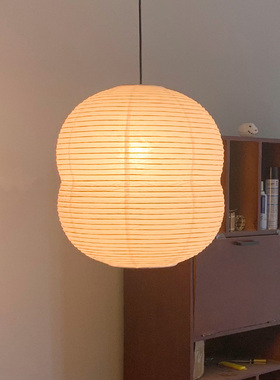 日式侘寂风手工纸灯别墅loft吊灯民宿卧室餐客厅复古艺术灯罩ins