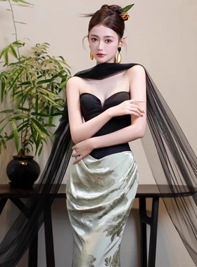 黑色网纱披肩纱拍照脖子装饰造型旅拍纱巾多用途长飘纱酒红色白色