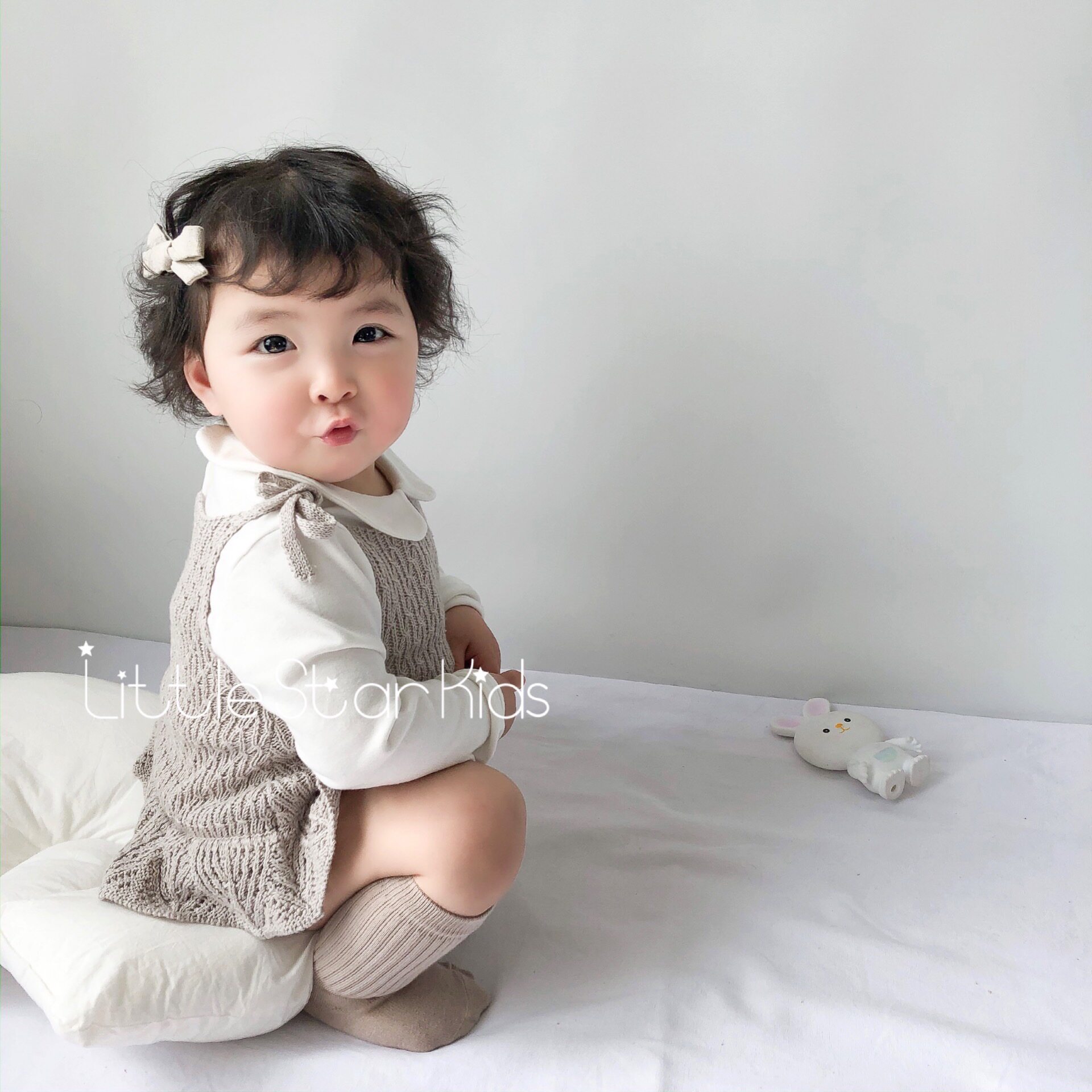 婴童可爱甜美系带三角背带裤哈衣