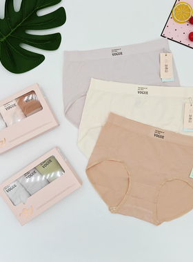 3条装她概念女士内裤中腰无缝舒适包臀7A级抑菌透气三角短裤18416