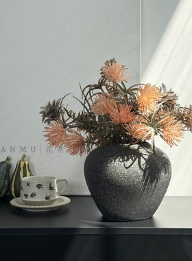 仿真花高级感逼真杏秋菊雏菊室内玄关客房餐厅高品质花瓶花艺摆件