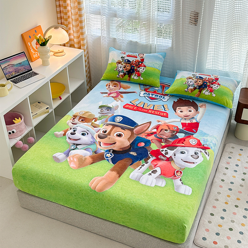 汪汪队儿童加厚牛奶绒床笠
