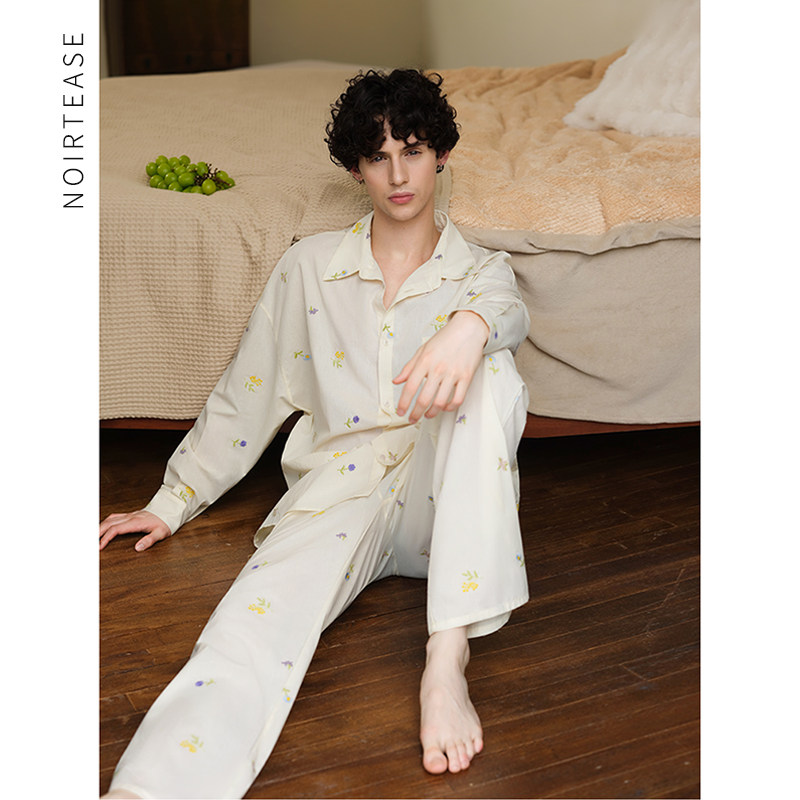 NT春秋纯棉印花睡衣男士长袖长裤休闲衬衫领全棉家居服两件套装,女士内衣/男士内衣/家居服,睡衣/家居服套装,淘宝优惠券,粉丝福利购,淘宝优惠卷