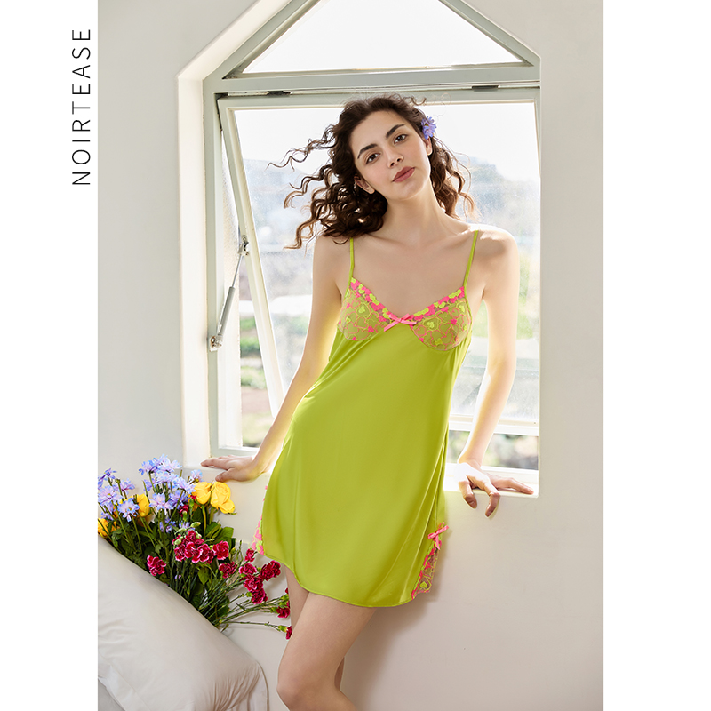 NT夏季丝质薄款蕾丝法式睡裙