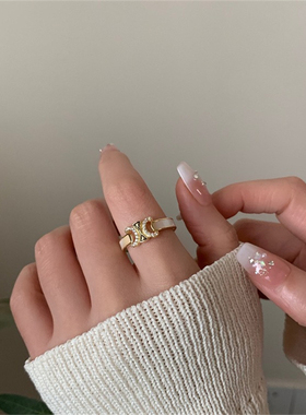 微镶锆石网红时尚字母戒指开口