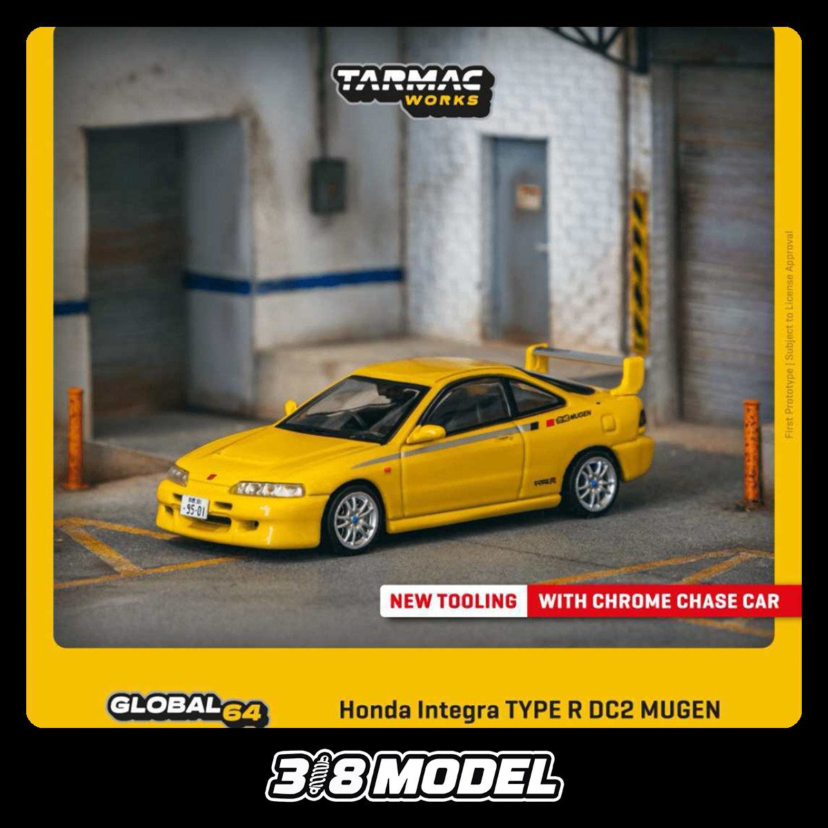现货  TW 1:64 本田 Integra TYPE R DC2 MUGEN 黄色 合金车模型