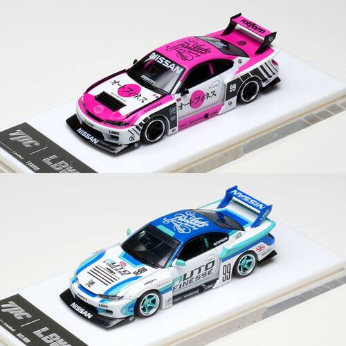 现货 TPC 1:64 日产 S15 改装版 粉白蓝白 前盖可开 合金汽车模型