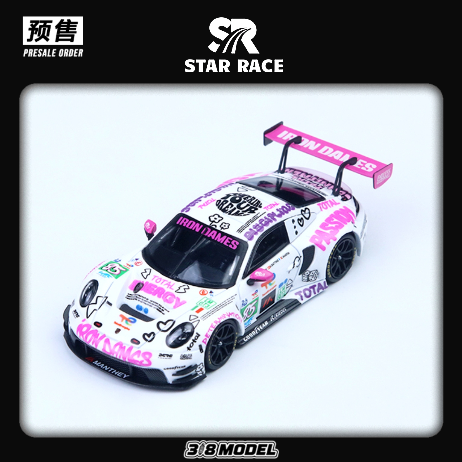 【预售】 STAR RACE 1:64 保时捷 911 Gt3 白粉 合金车模