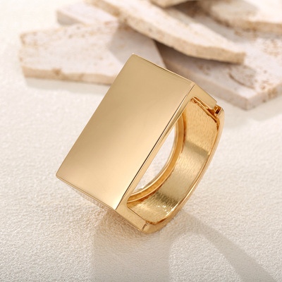 欧美外贸手镯光面夸张高级感开口女宽手镯不掉色Bangles合金手镯