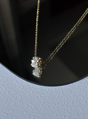 出口品牌18k真金七层电镀+5A冰晶锆石微镶高级轻奢满钻转运轮项链