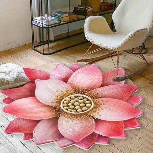立体莲花摇椅垫打坐垫床边客厅毯佛堂地毯跪拜垫门厅垫吸水防滑垫