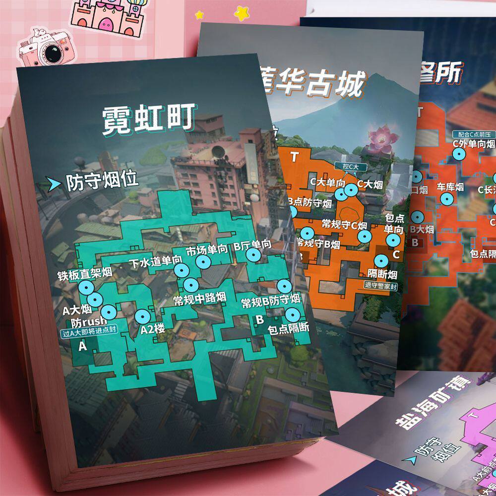 36大张无畏契约全地图防守位贴纸热门游戏打瓦行动点位地图装饰贴