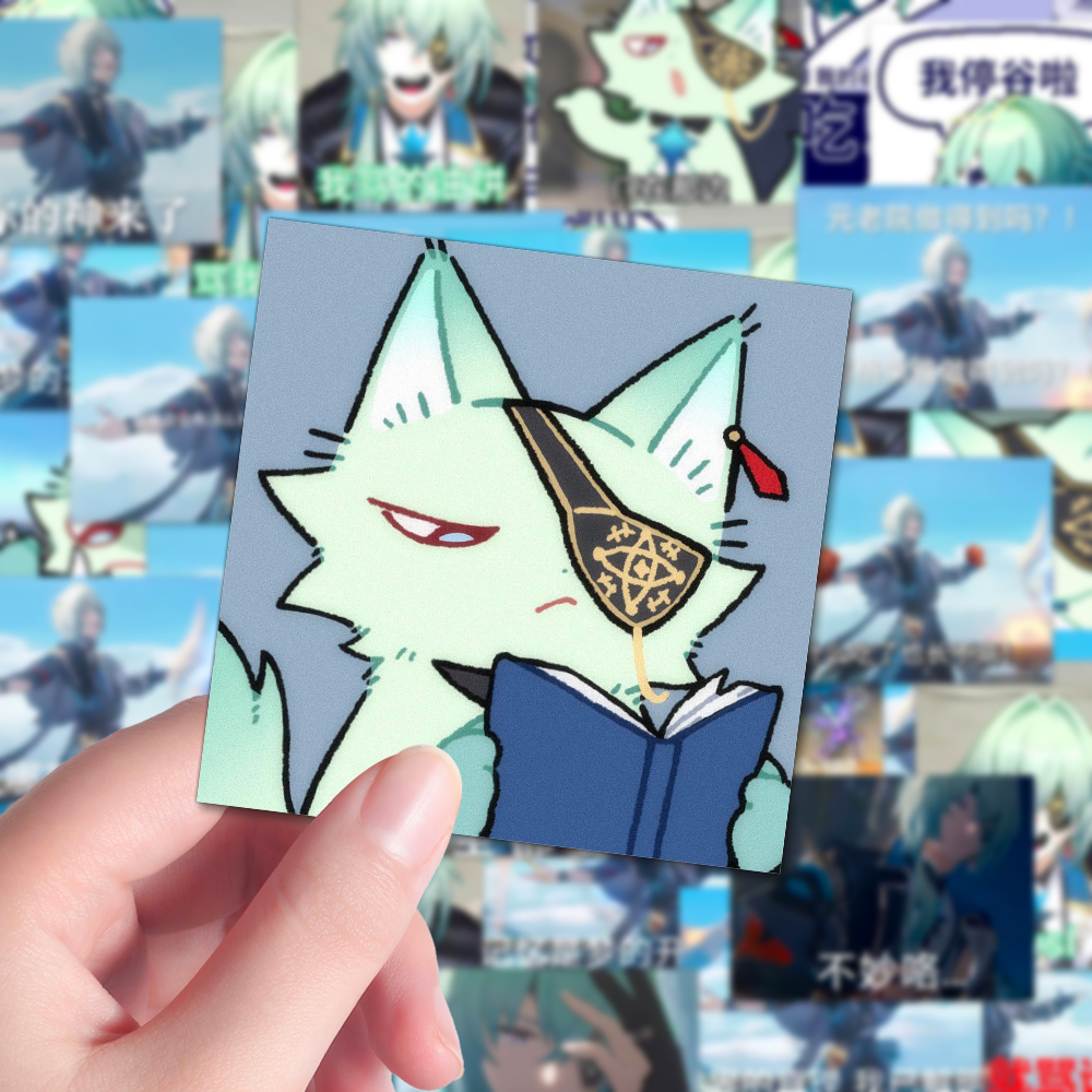 薄荷小猫梗图表情包贴纸装饰手账