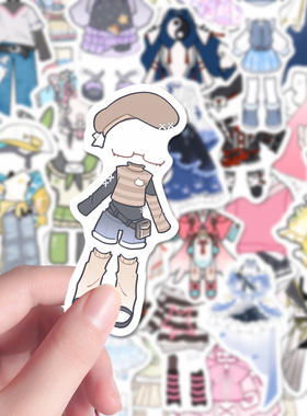 192张oc兔服贴纸新款可爱ins风少女心oc人设服饰绘画参考装饰贴画