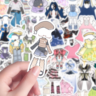 192张oc兔服贴纸新款可爱ins风少女心oc人设服饰绘画参考装饰贴画