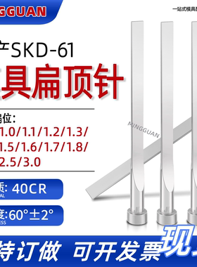 现货全硬扁顶针国产SKD61 模具扁顶杆A0.8-3.0方销针扁销非标订做