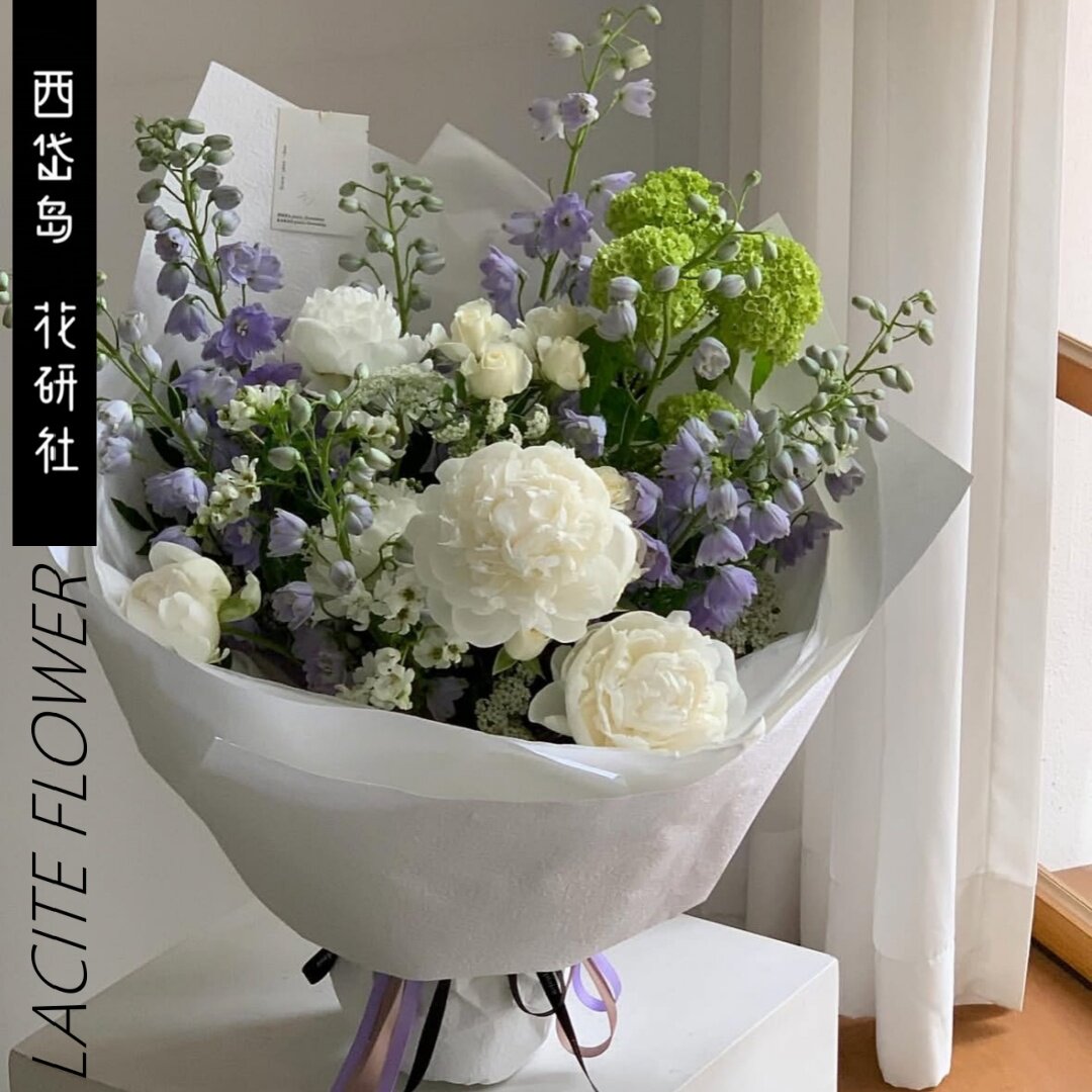 西岱岛 | 北京同城鲜花速递白色系芍药混搭自然风大花束 枕边语