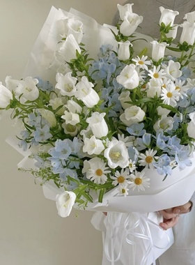 西岱岛 北京同城鲜花速递新款白风铃小飞燕小清新混搭花束