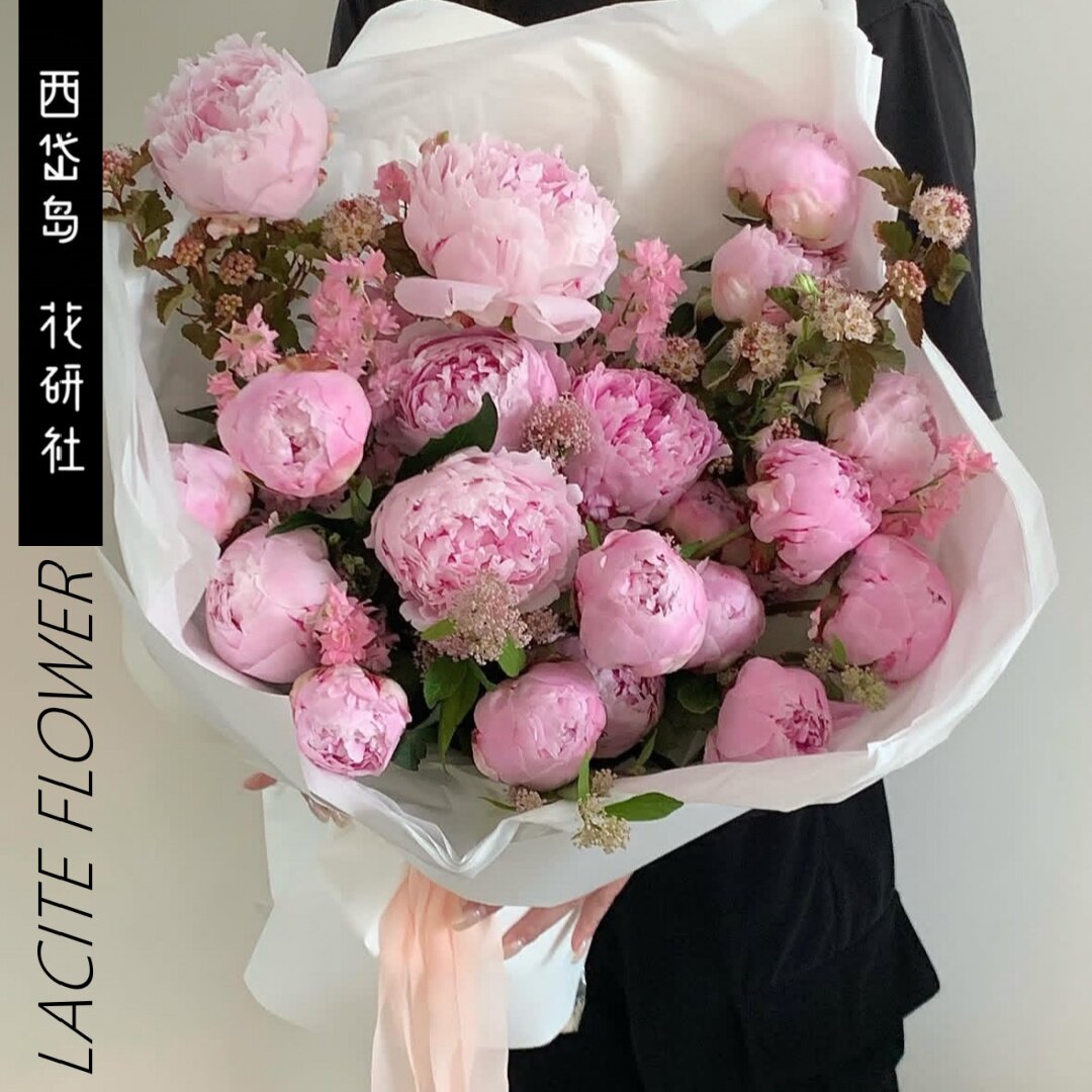 西岱岛 | 北京同城鲜花速递20支粉色芍药混搭自然风大花束 絮语