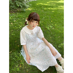 裙子 日系可爱收腰显瘦长款 蛋包饭餐厅_娃娃领罩衫 连衣裙女夏季