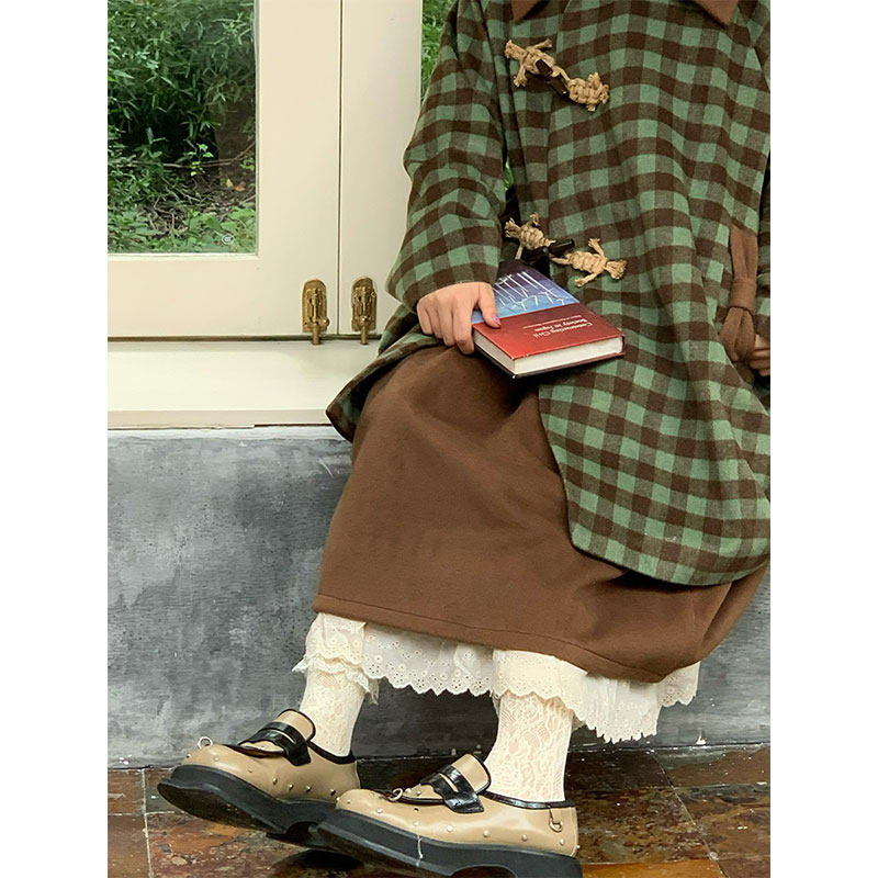 蛋包饭餐厅【榛果拿铁】蕾丝边半身裙女春季高腰显瘦a字长裙子,女装/女士精品,半身裙,淘宝优惠券,粉丝福利购,淘宝优惠卷