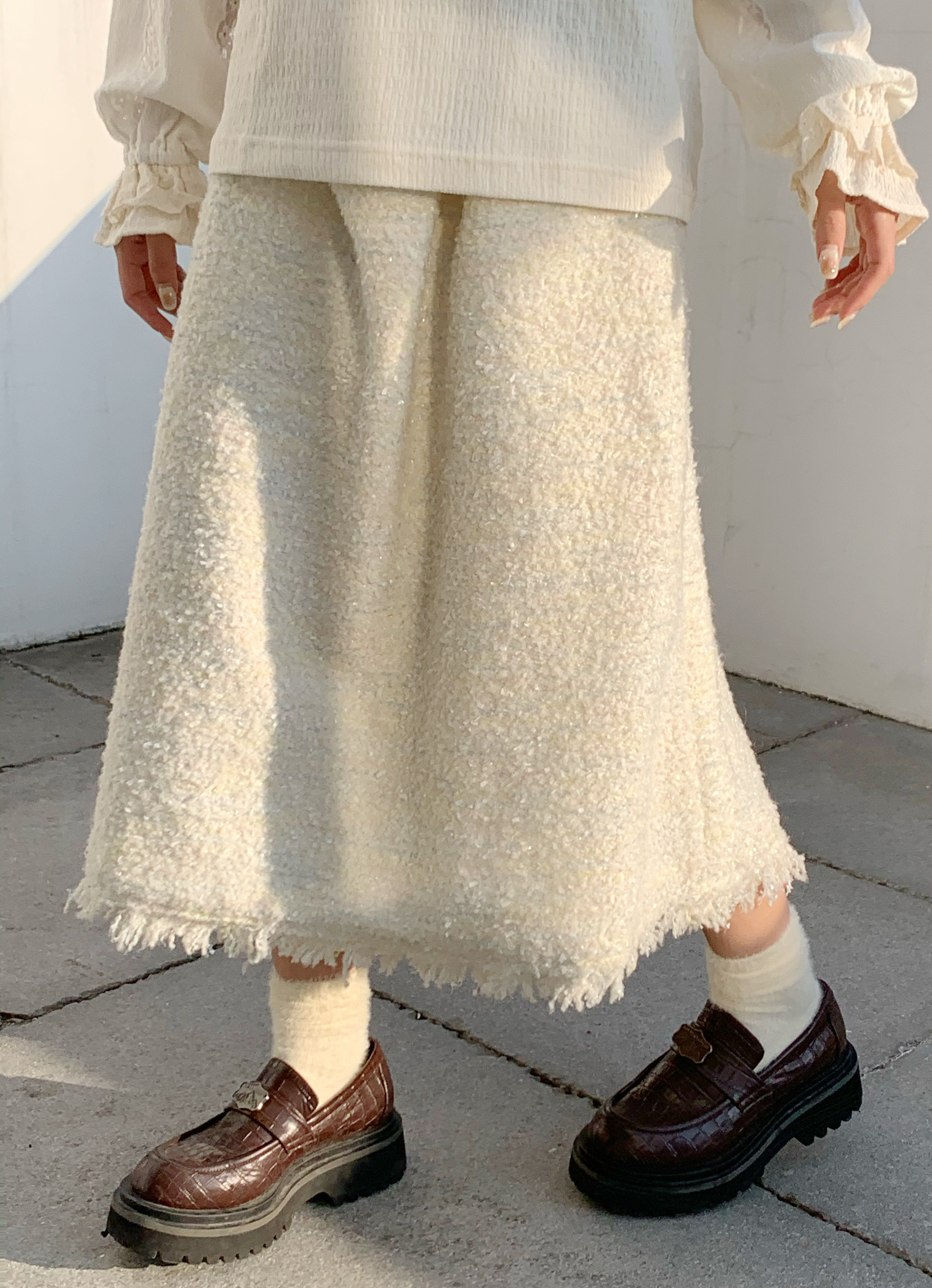 蛋包饭餐厅【云雾之山】高腰流苏边半身裙女冬季宽松显瘦a字长裙,女装/女士精品,半身裙,淘宝优惠券,粉丝福利购,淘宝优惠卷