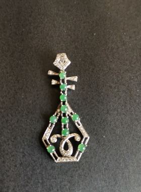 翡翠925银镶嵌古韵风琵琶行吊坠