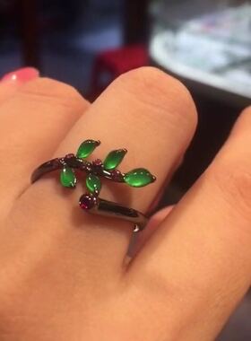 树枝镶嵌不掉色原创设计风戒指